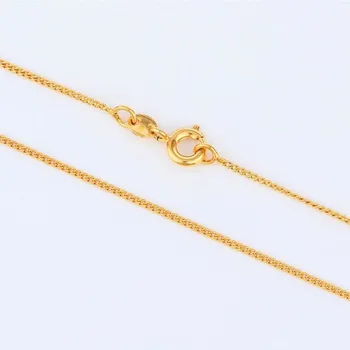 1 мм Тонкая латунь с желтым золотом, Тонкое звено цепи, ожерелье, женские ювелирные изделия, подарок, 45 см 18 