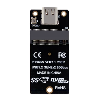 1 ШТ SSD-Адаптер M.2 для Type C ASM2364 NVME Riser Board Черный ABS Плата преобразования 20 Гбит/с 2000 Мбит/с Для SSD 2230/42/60/80