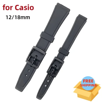 18 мм 12 мм Ремешок для Часов Сменный Ремешок для Casio F-91W Черный Пластиковый Ремешок для Наручных часов из смолы F105 F108 A158W A168 AE1200 AE1300