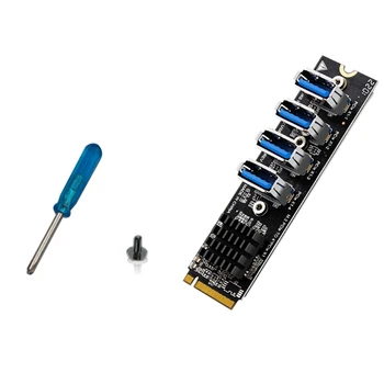 USB 3.0 PCI-E Riser Card M.2 Для PCIE Extender Riser Adapter Card 4-Портовый PCI-Express Адаптер Для Mac Os Windows Linux