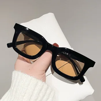 Винтажные Квадратные Солнцезащитные очки, женские Ретро-брендовые Простые Градиентные Солнцезащитные очки, женские Черно-желтые Очки для глаз Oculos De Sol Feminino