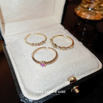 Модное кольцо для открывания любви с цирконом из настоящего золота, 3 предмета, кольцо для указательного пальца, универсальное кольцо, украшения для рук, Бесплатная доставка