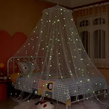 Покрывало, Занавеска с флуоресцентными звездами, Дизайн 2 Размеров, Защита детской комнаты, круглый верх, Детская кроватка, палатка, Балдахин для ежедневного использования