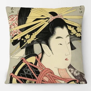 Японские портреты Гейш Художественные чехлы для подушек в Восточноазиатском стиле Декоративная наволочка для спальни